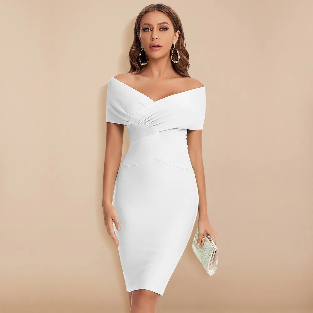 Temperament cocktail party bandage dress party socialite dress off shoulder sexy hip hugging elastic dress